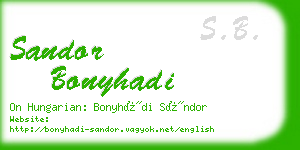 sandor bonyhadi business card